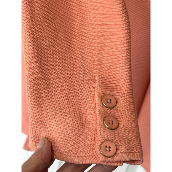 Talbots Plus Sz 2X Open Front Modern Ottoman Ribbed Cardigan Peach Coral - Picture 6 of 9
